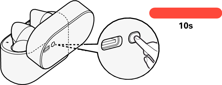 Push charging case button 10s